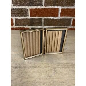 Vintage Hinged Bifold Picture Frame 2.5 x 3.75 Gold Tone Brass Ornate